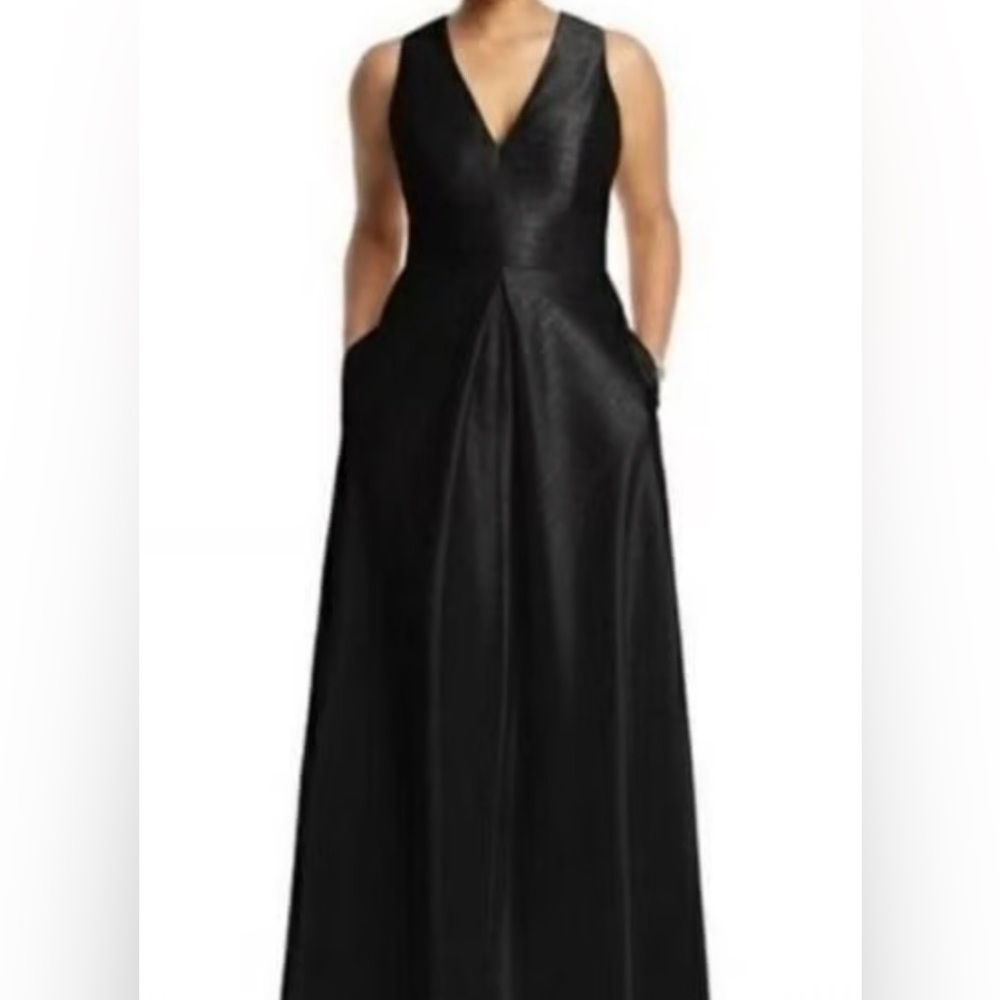 ALFRED SUNG Dupioni Black Sleeveless Dress